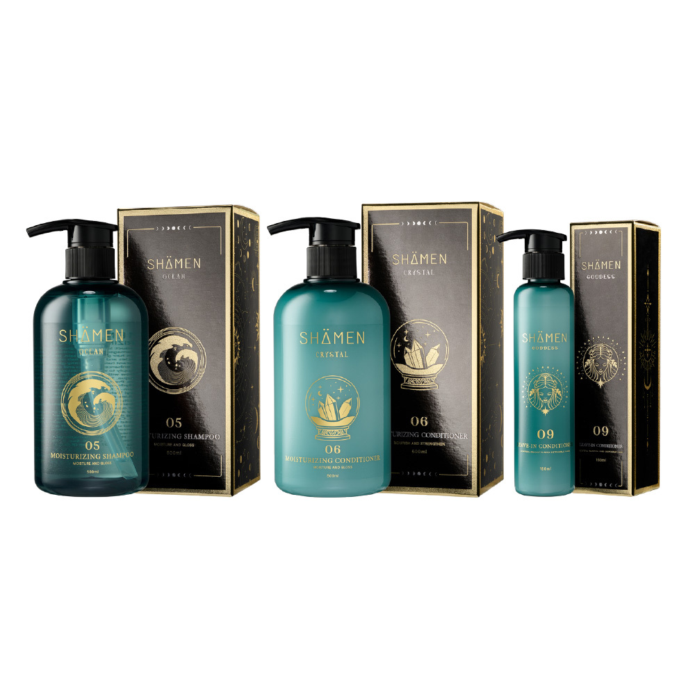 【SHÄMEN】海之瀰。淳晶。莎蔓女神｜05海之瀰洗髮精 + 06淳晶護髮素 + 09莎蔓女神精華霜｜ 深層滋養修護組合 鎖水保濕 柔順亮澤 提升髮絲韌性