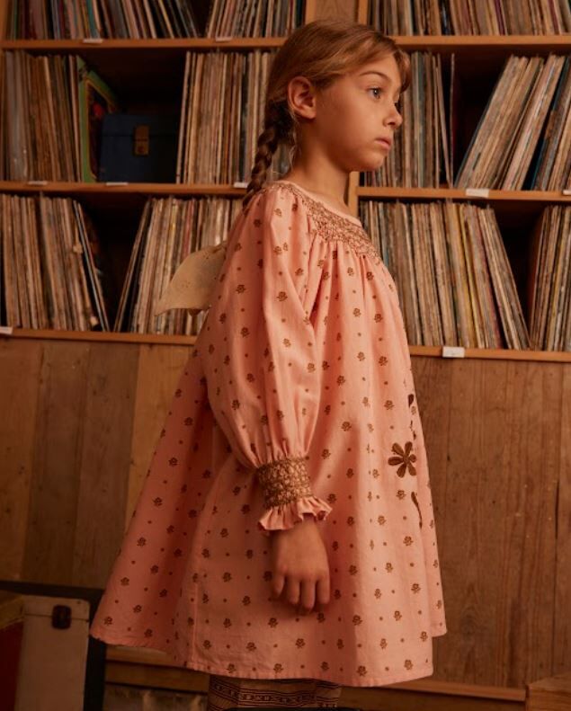 Apolina 甜美縮口刺繡洋裝Cece Smock Dress - Meadow Calico Ribbon