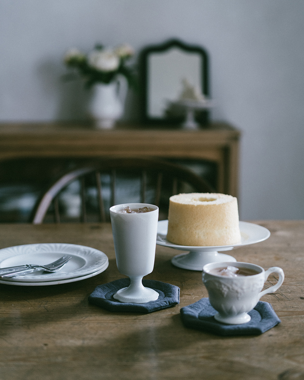 日本布作家宇佐美 Vermilion's GALLERY手工縫製墨灰八角杯墊