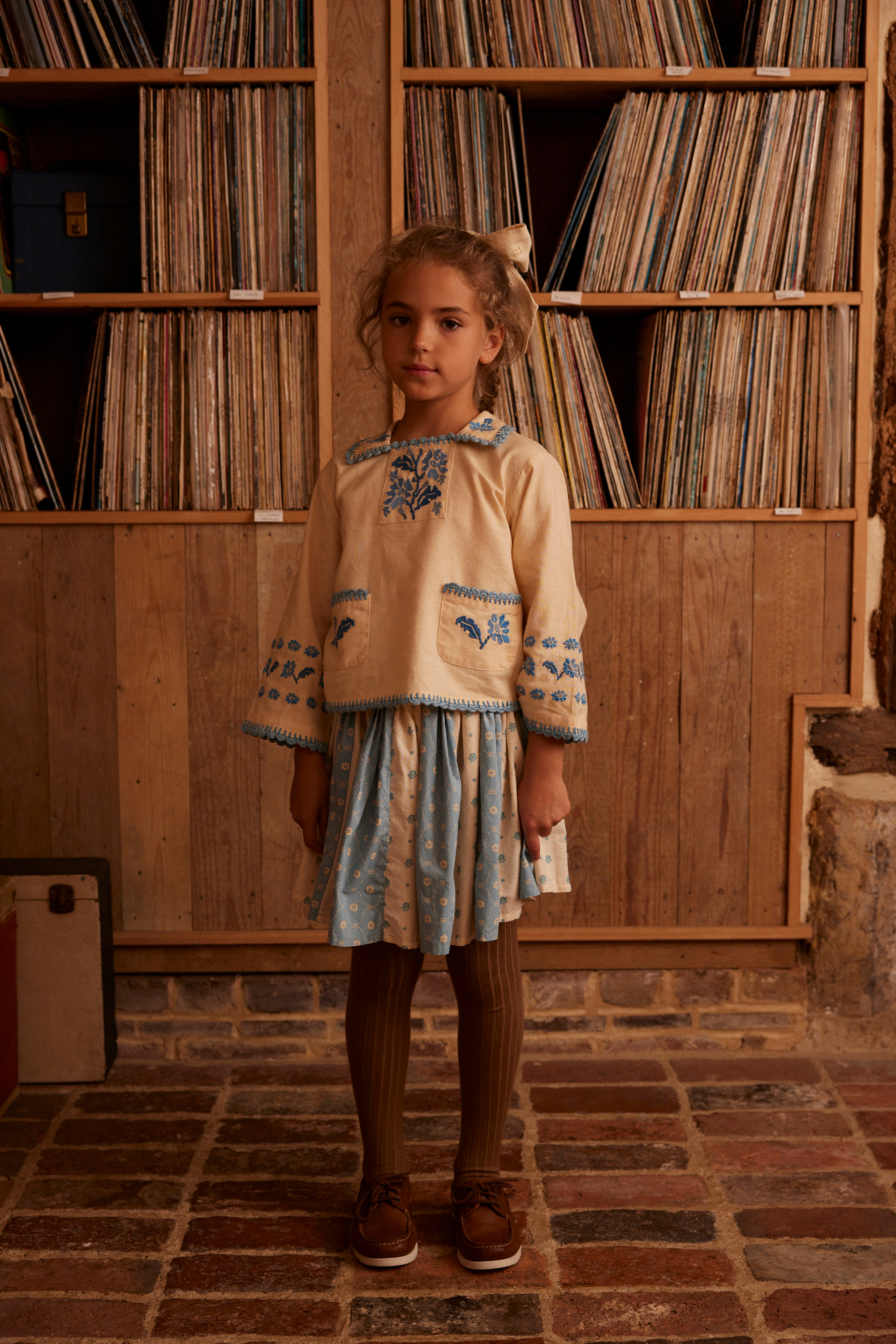 Apolina☆Dusty Blouse - Cashew☆3-5y Cotton woven embroidered blouse vintage inspired child. – Apolina