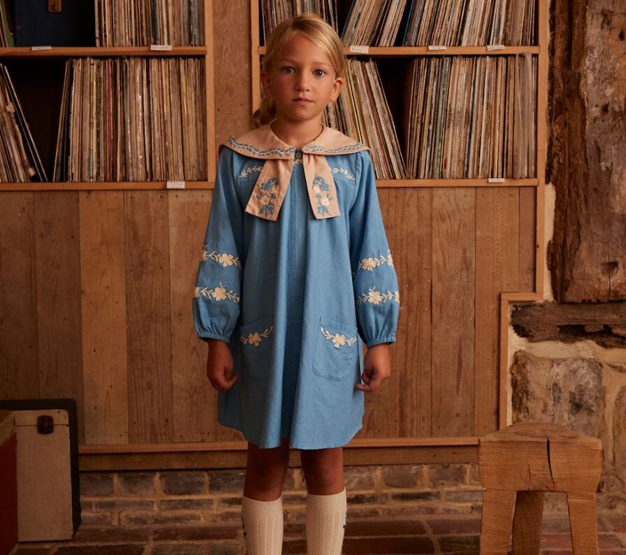 Apolina 北歐藍刺繡水手洋裝Maggie Sailor Dress - Nordic Blue