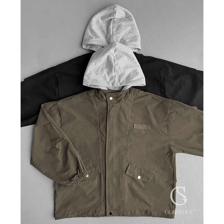 G7812 現貨「撞色連帽風衣外套」