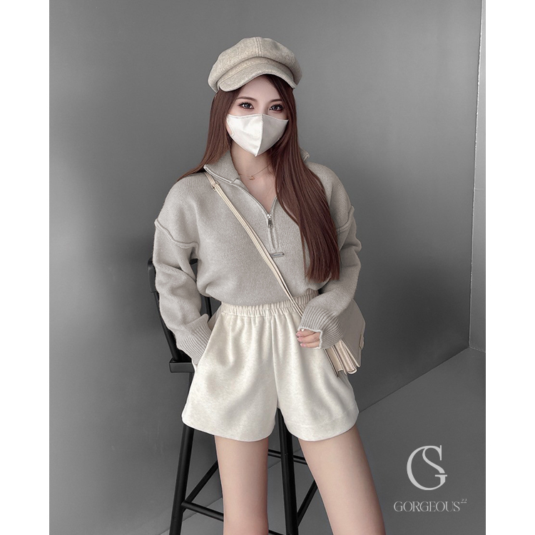 G9711 現貨「高磅糯糯拉鍊毛衣(短版)」