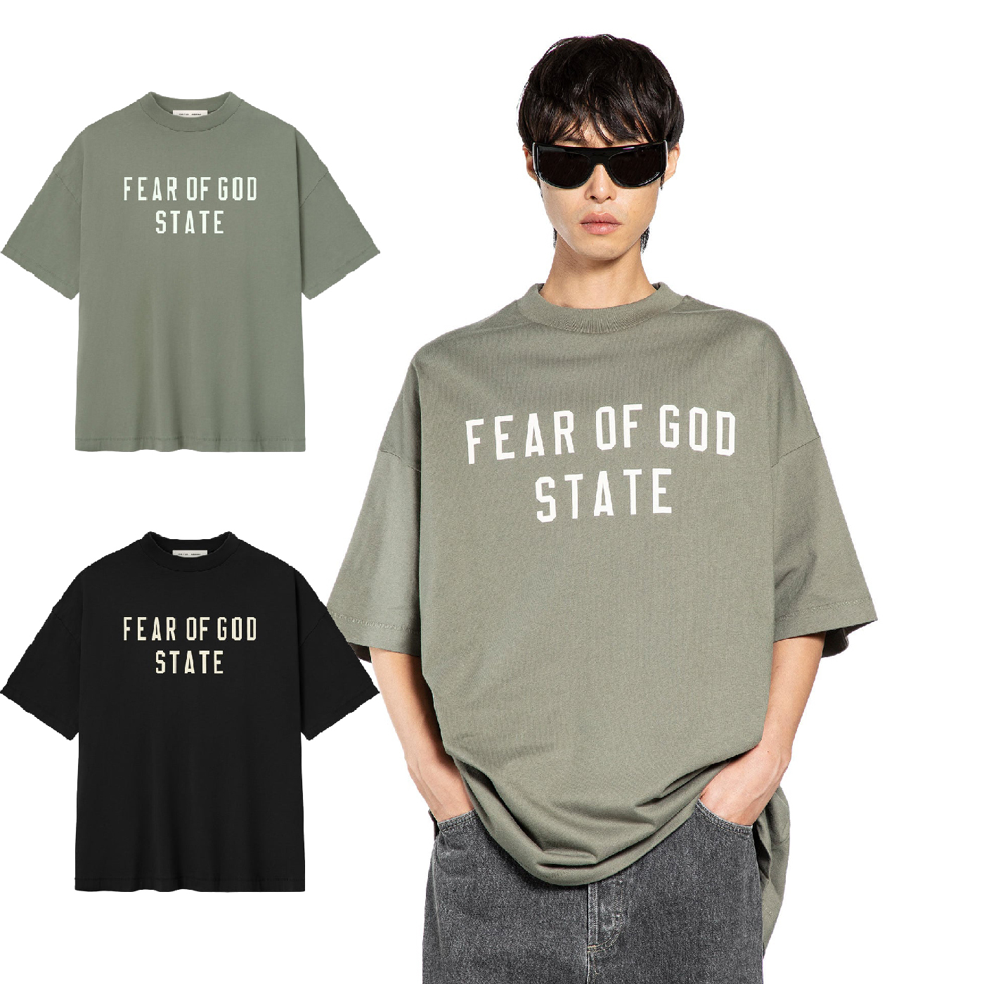 FOG Fear Of God ESSENTIALS 90' S FIT TEE 綠色 黑色 寬鬆 落肩 純棉 短袖 短T【125SP25447】