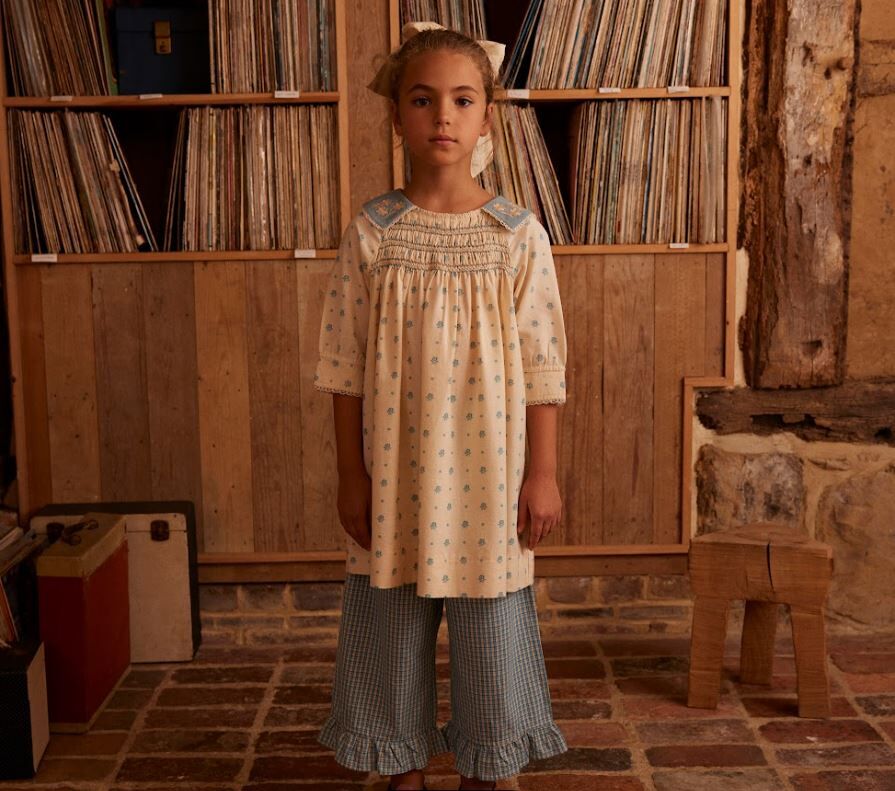 Apolina 刺繡領片印花洋裝Willow Smock Shift Dress - Meadow Calico Cashew