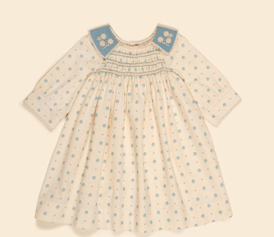 Apolina 刺繡領片印花洋裝Willow Smock Shift Dress - Meadow Calico Cashew