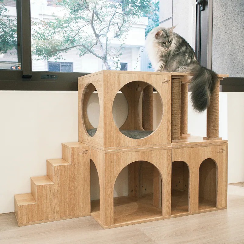 毛孩的自由方塊｜多功能組合貓跳台