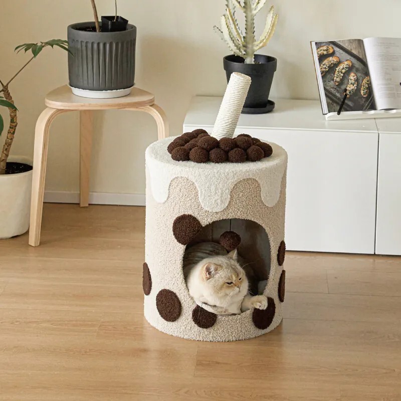 珍珠奶茶全糖少冰｜造型毛毛小屋