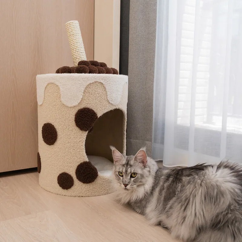 珍珠奶茶全糖少冰｜造型毛毛小屋