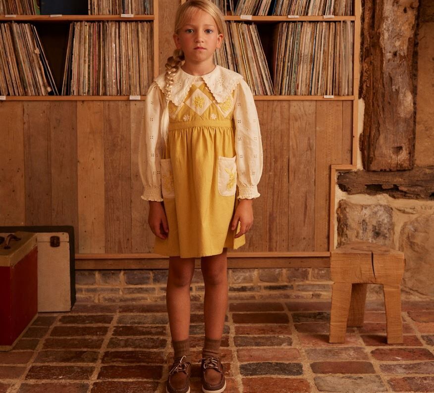 Apolina 蜂蜜拼接圍裙洋裝Bibi Panelled Pinafore - Honey