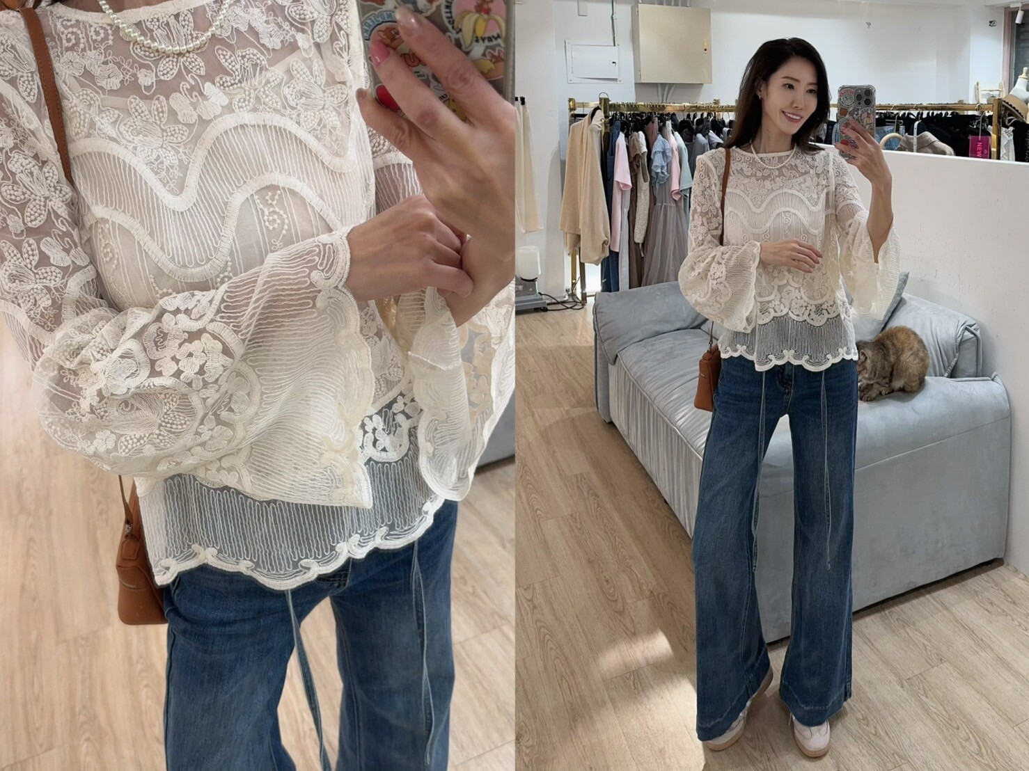 B09022 -精緻感法式刺繡古典上衣(附背心)