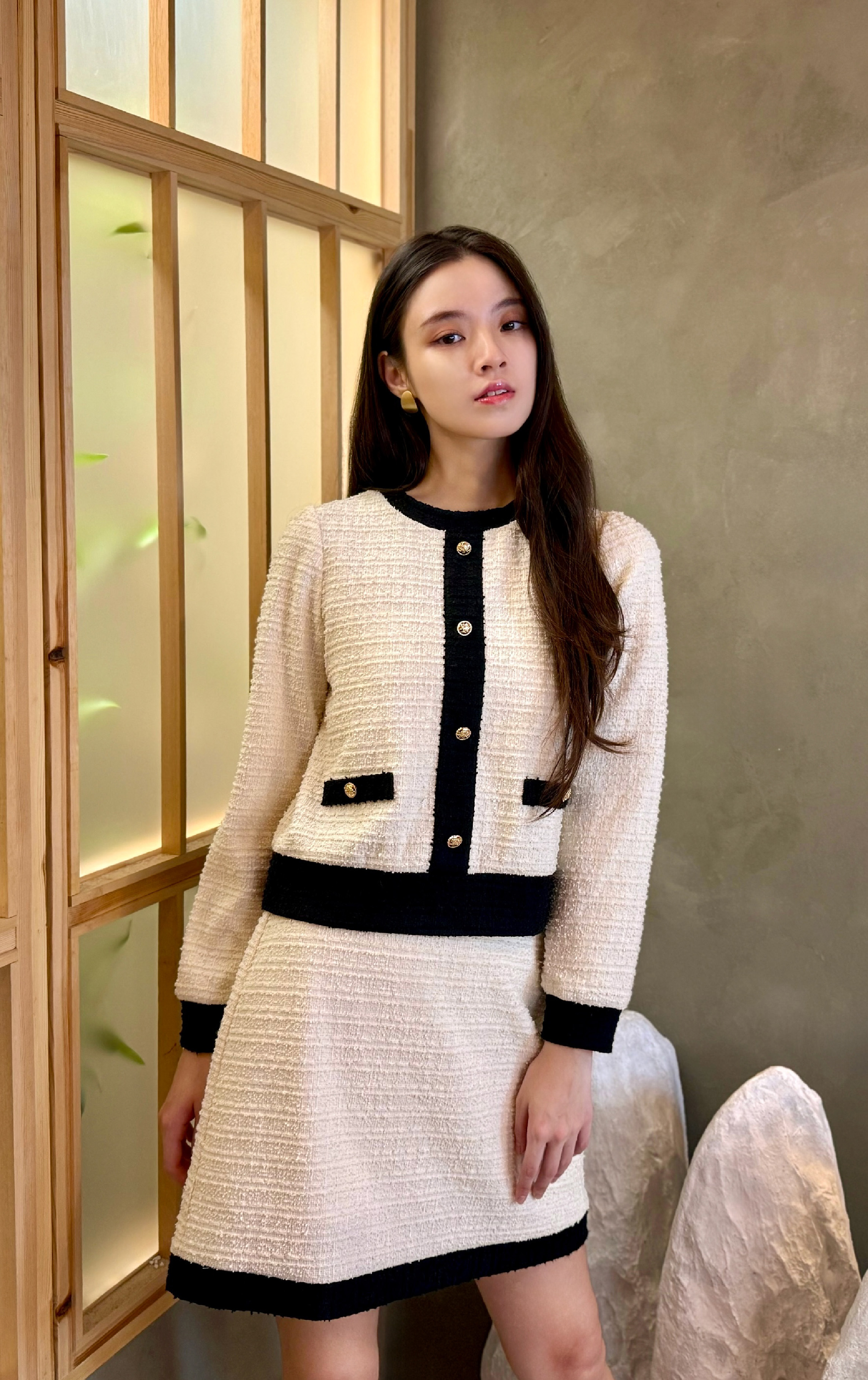 撞色針織短裙 SK0763