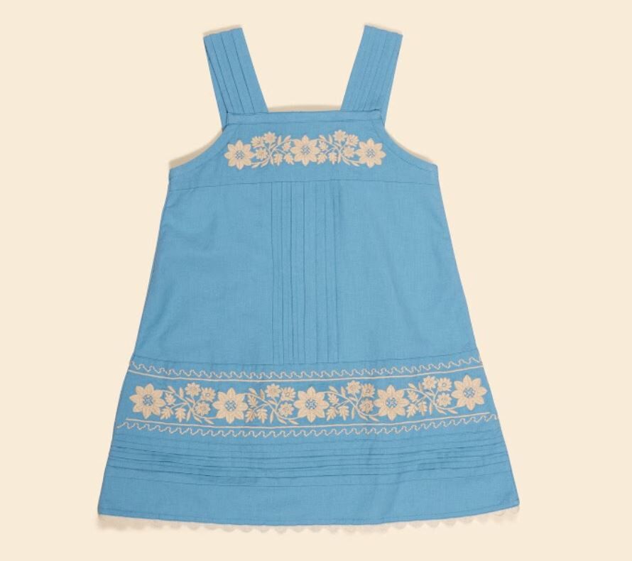 Apolina 花邊刺繡背心洋裝Vittoria Apron Shift - Nordic Blue