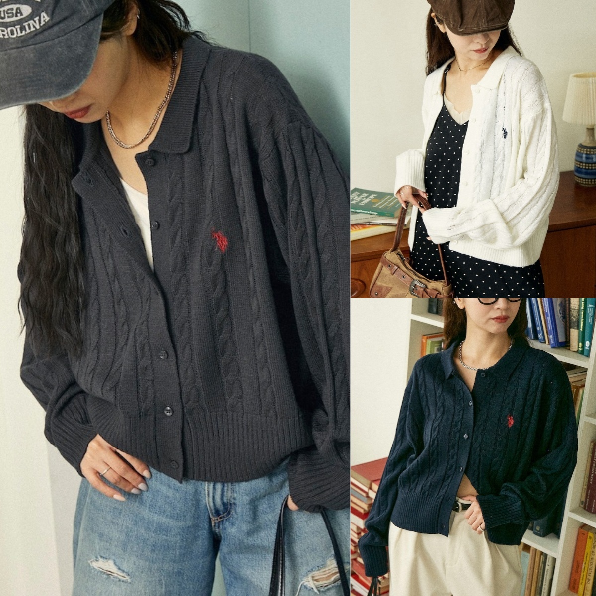 預購┃U.S. POLO ASSN. 麻花 粗針織 Polo 衫 外套 罩衫