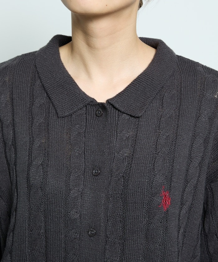 預購┃U.S. POLO ASSN. 麻花 粗針織 Polo 衫 外套 罩衫