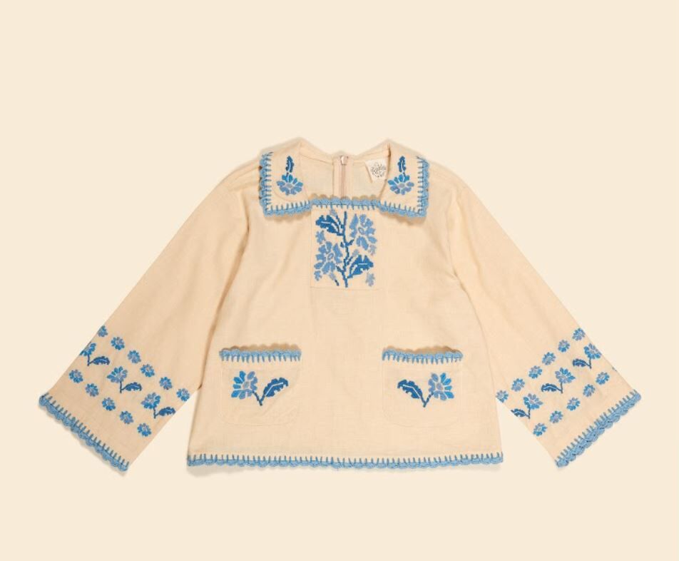 Apolina 清新雙口袋刺繡襯衫 DUSTY BLOUSE - CASHEW