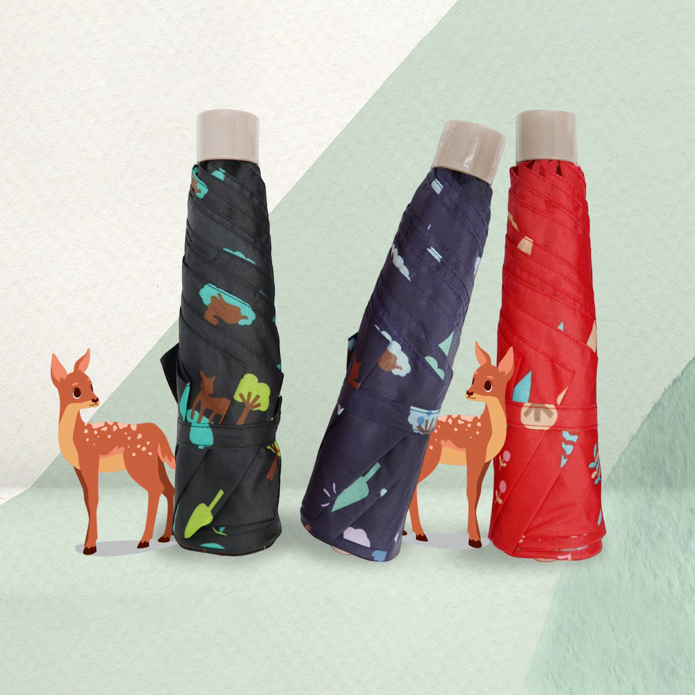 日本同步發行，萌樣森林小鹿傘，僅185g輕鬆入包好攜帶，防紫外線抗UV，遮蔽晴雨兩用，防水細緻傘布，雨水輕甩快乾，傘骨抗風彈性佳，不易開傘花。