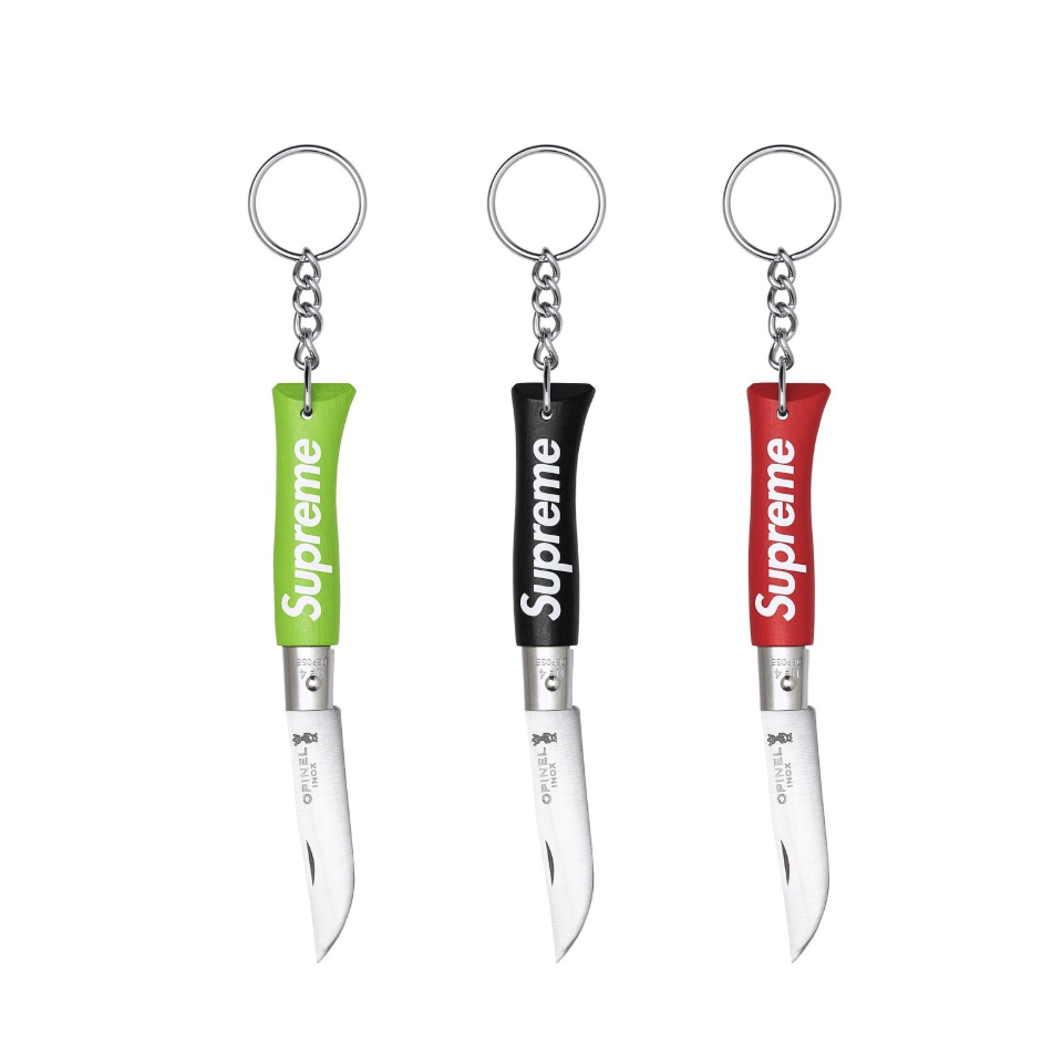 -(C05)-SUPREME OPINEL® No. 4 KNIFE KEYCHAIN 攜帶式 小刀 鑰匙圈 黑色/紅色/綠色-FW25A19