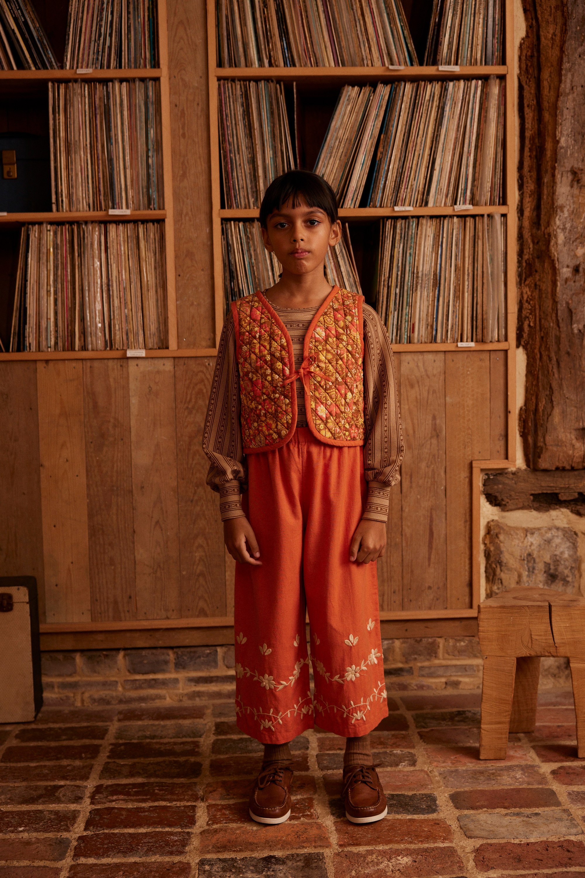 Apolina 簡約撞色刺繡長褲 MOLLY EMBROIDERED TROUSER - POPPY