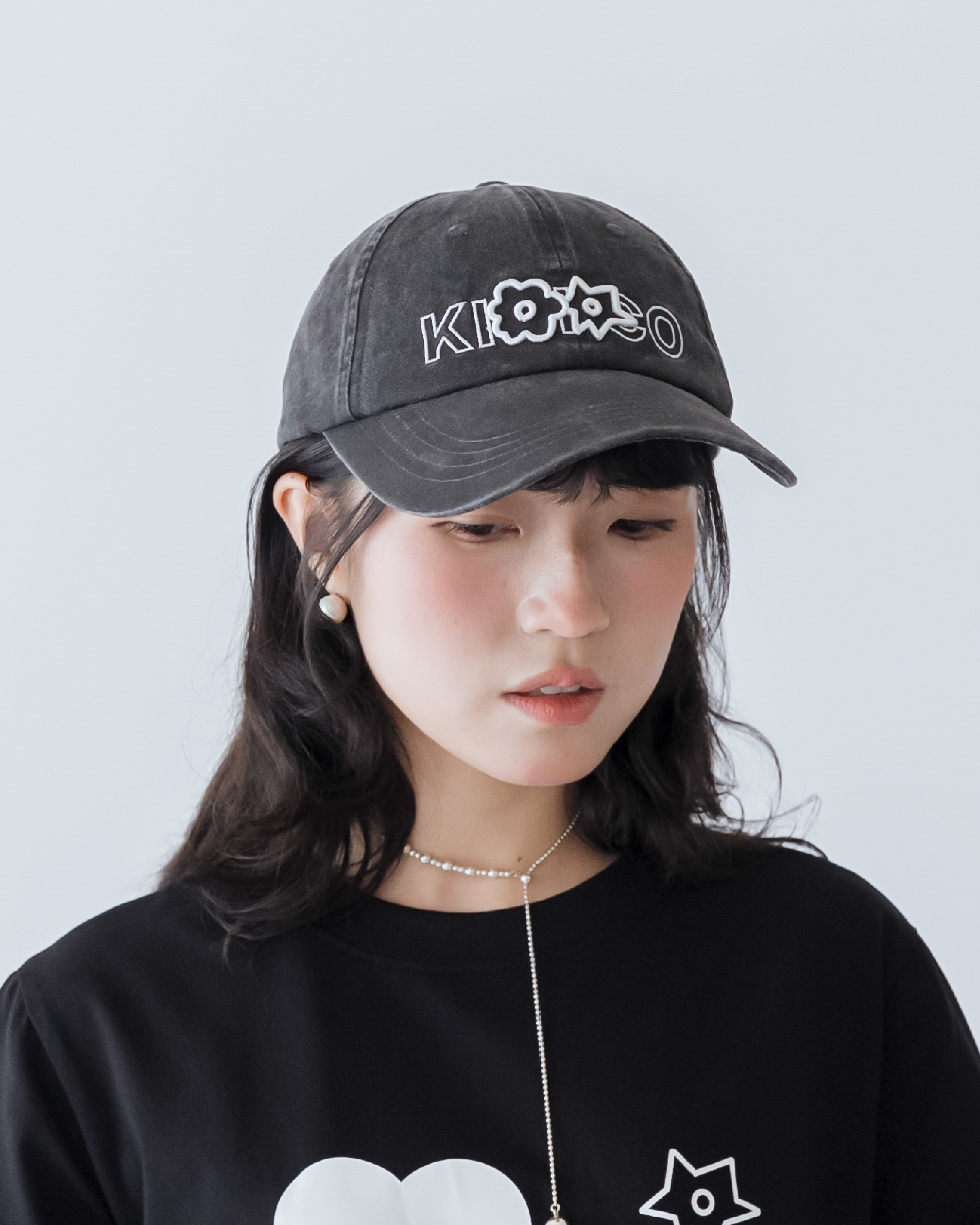 【 Kiki.co Made 】Kiki And Bouba Washed Cap - Black