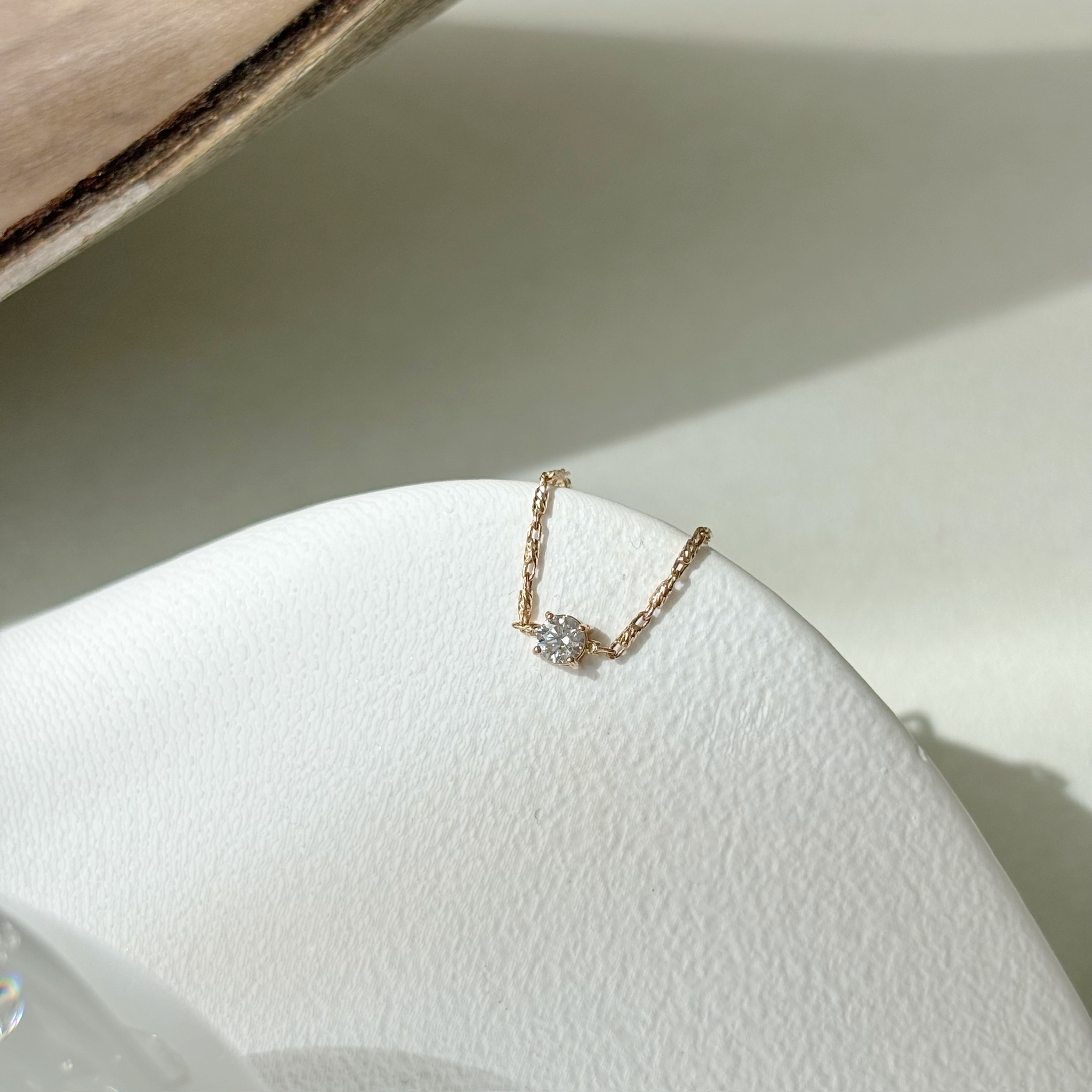 14K 0.10ct圓鑽節節鏈戒