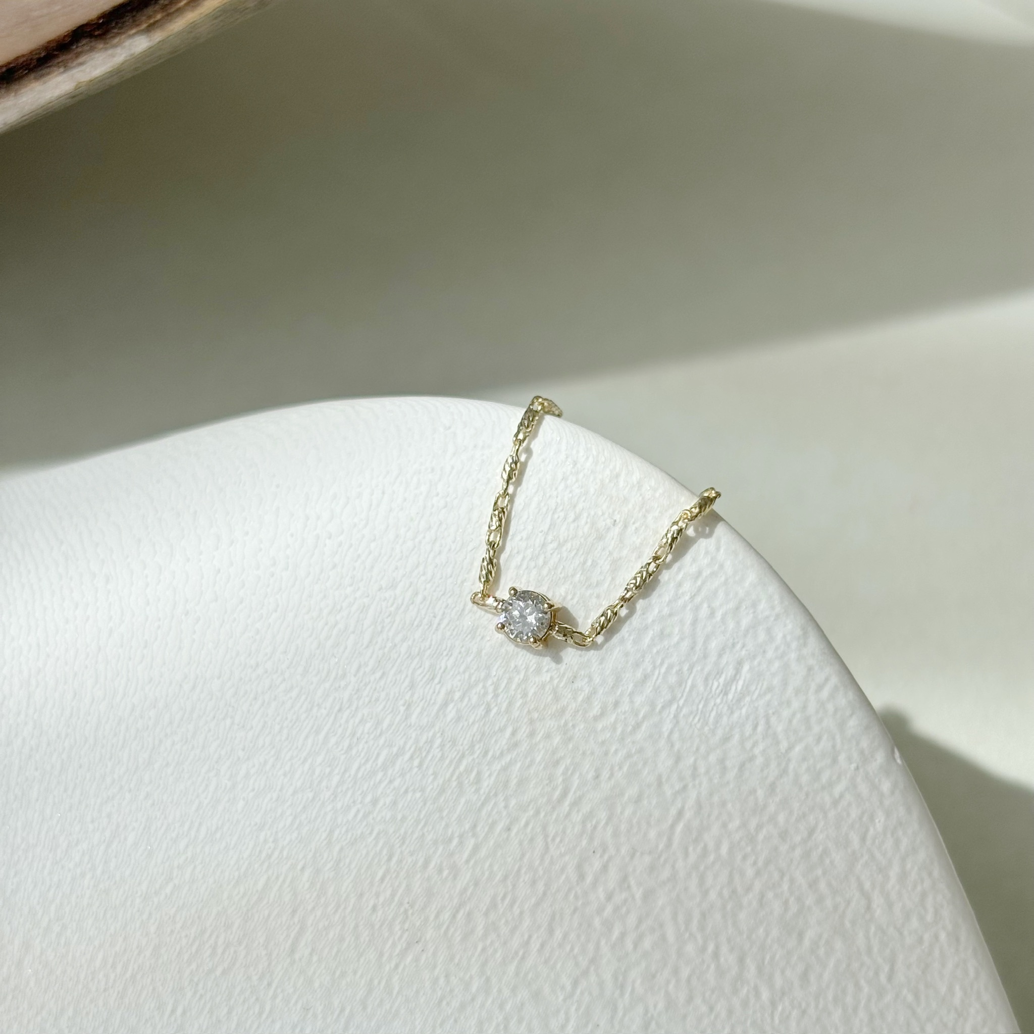 14K 0.10ct圓鑽節節鏈戒