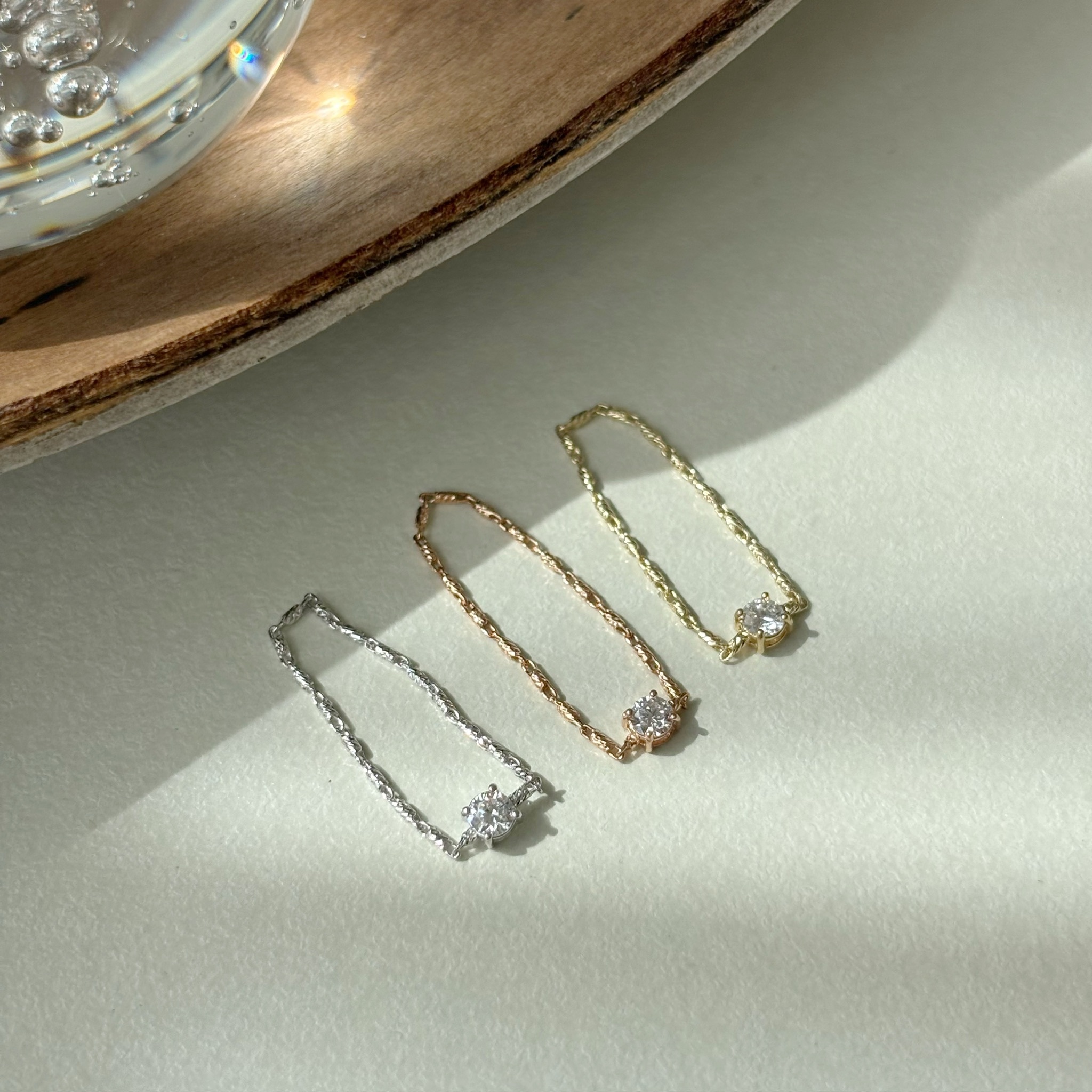 14K 0.10ct圓鑽節節鏈戒