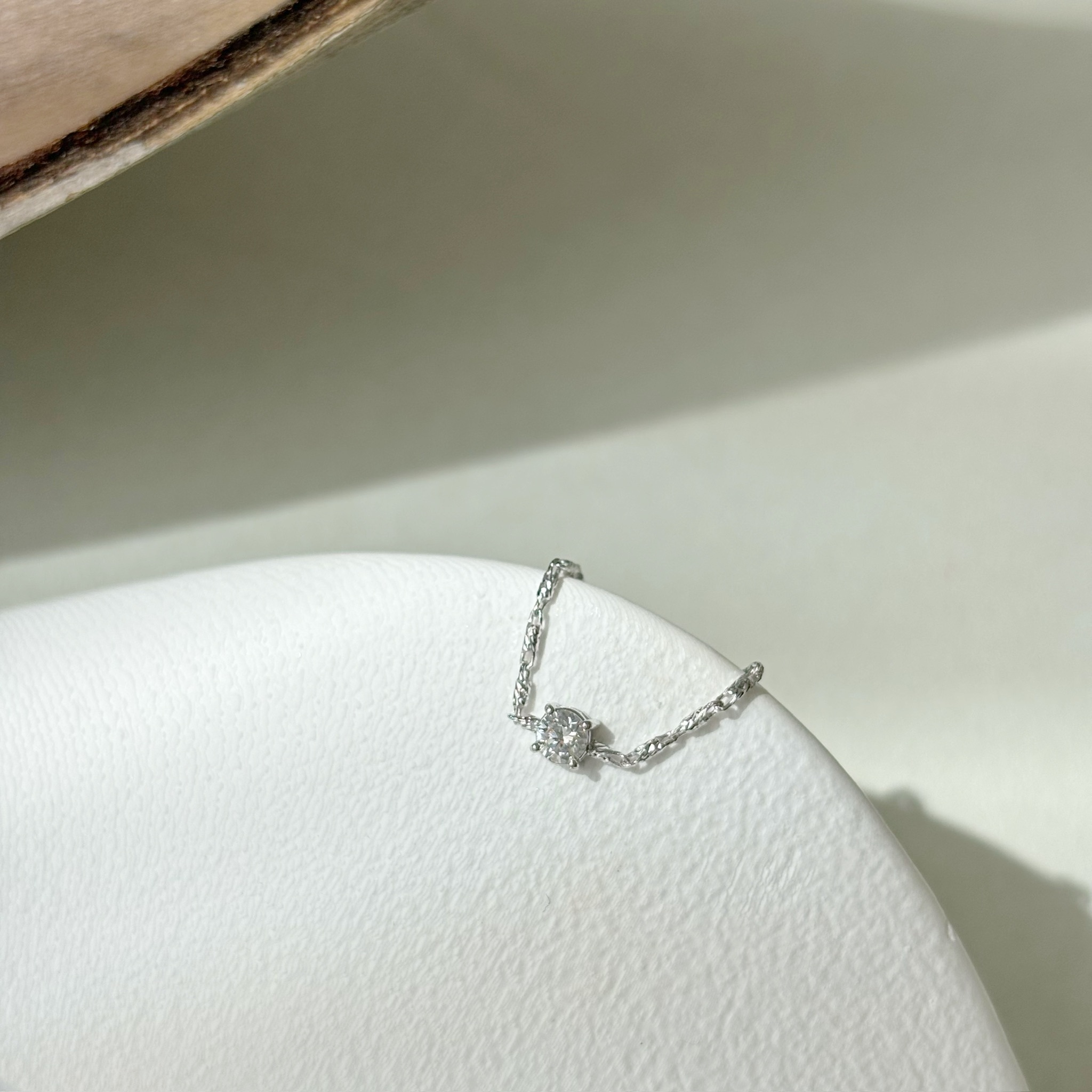 14K 0.10ct圓鑽節節鏈戒