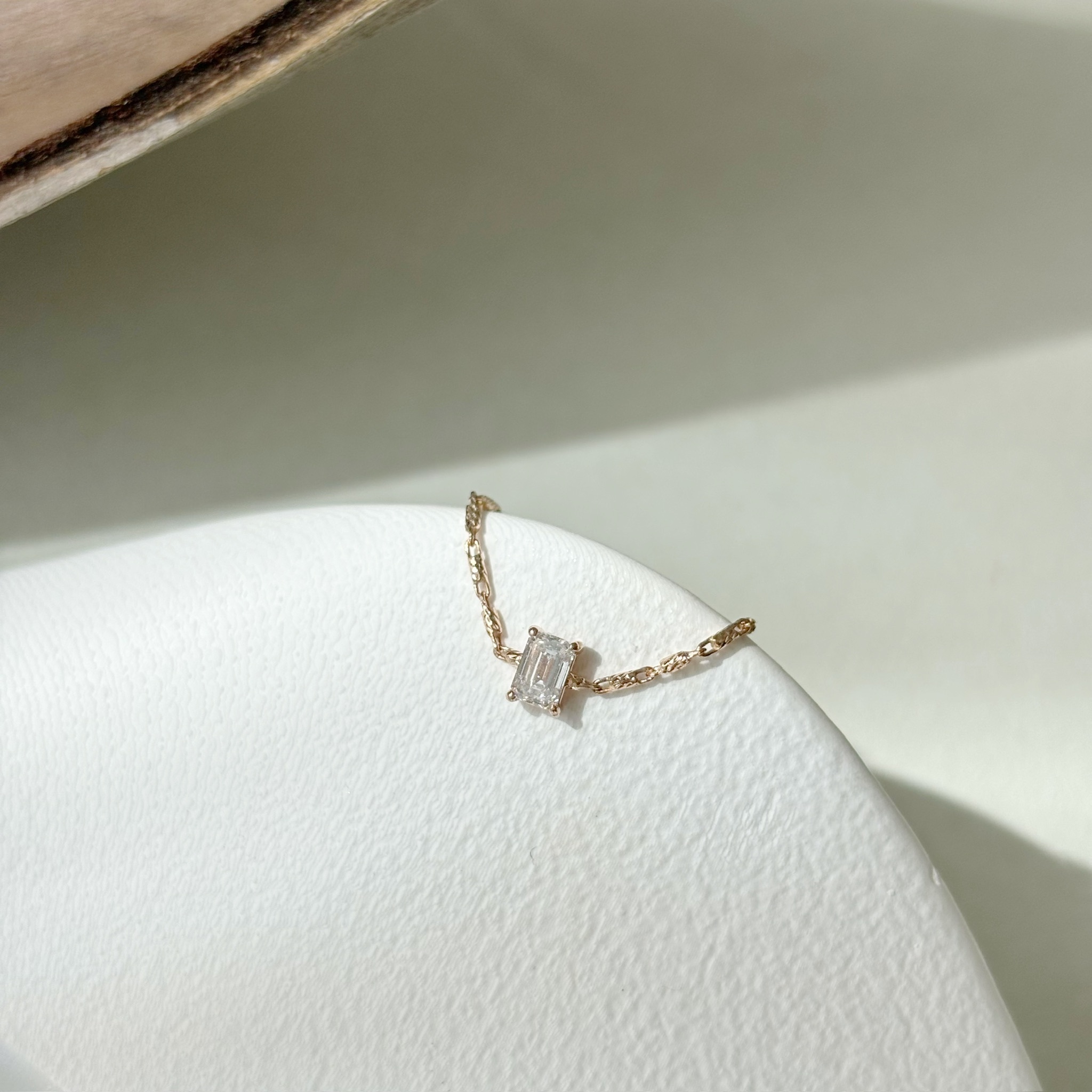 14K祖母綠切割真鑽節節鏈戒