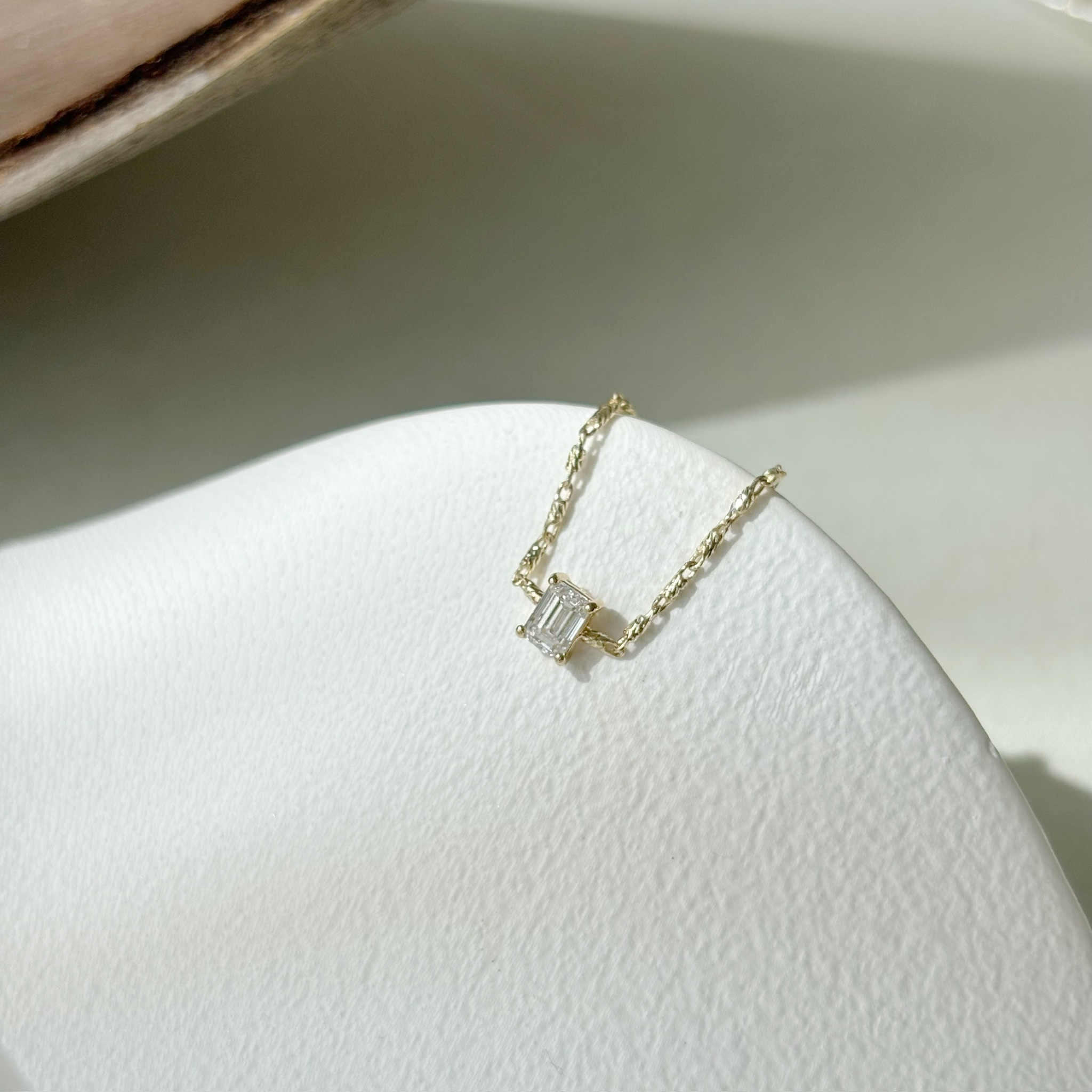 14K祖母綠切割真鑽節節鏈戒