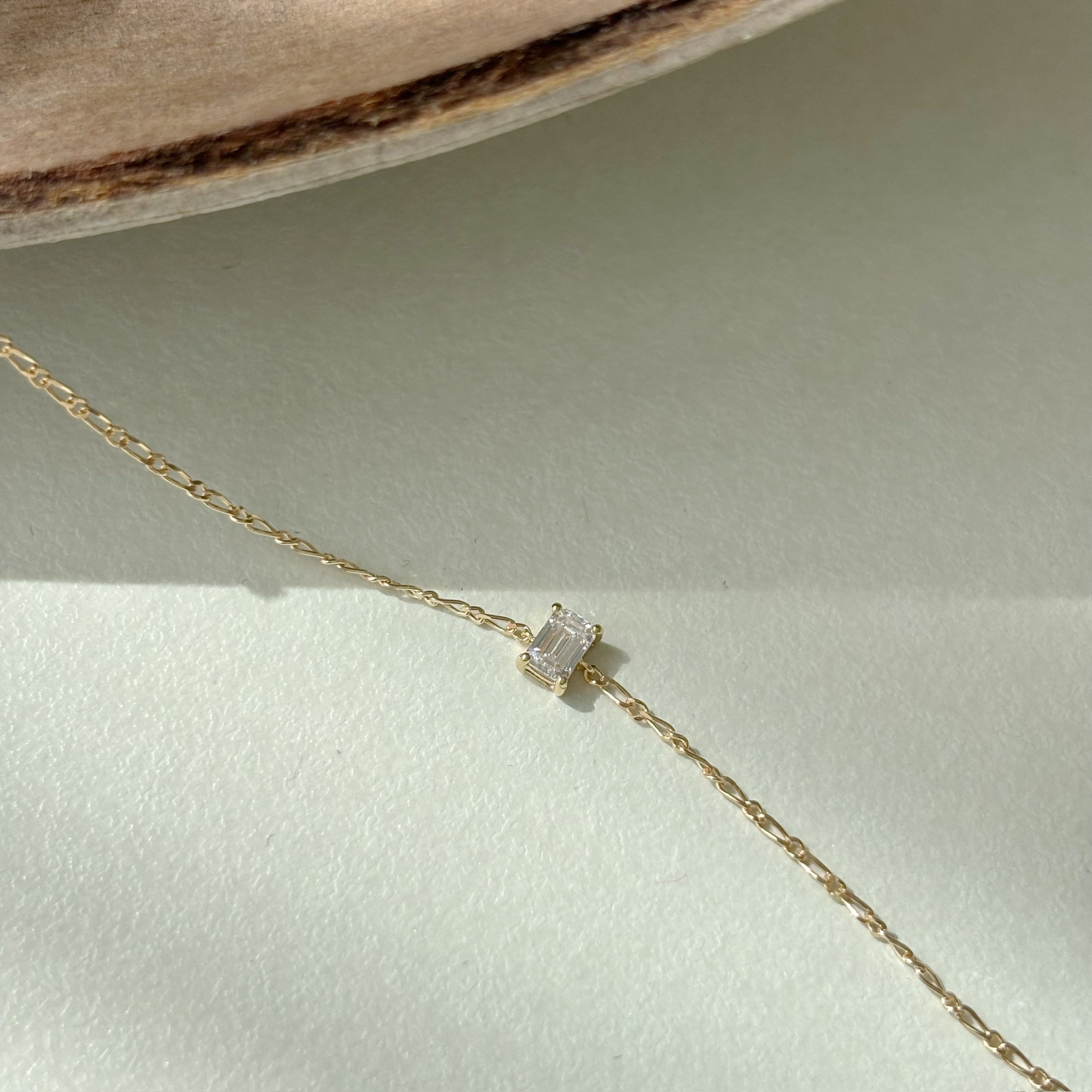 14K祖母綠切割真鑽figaro手鏈