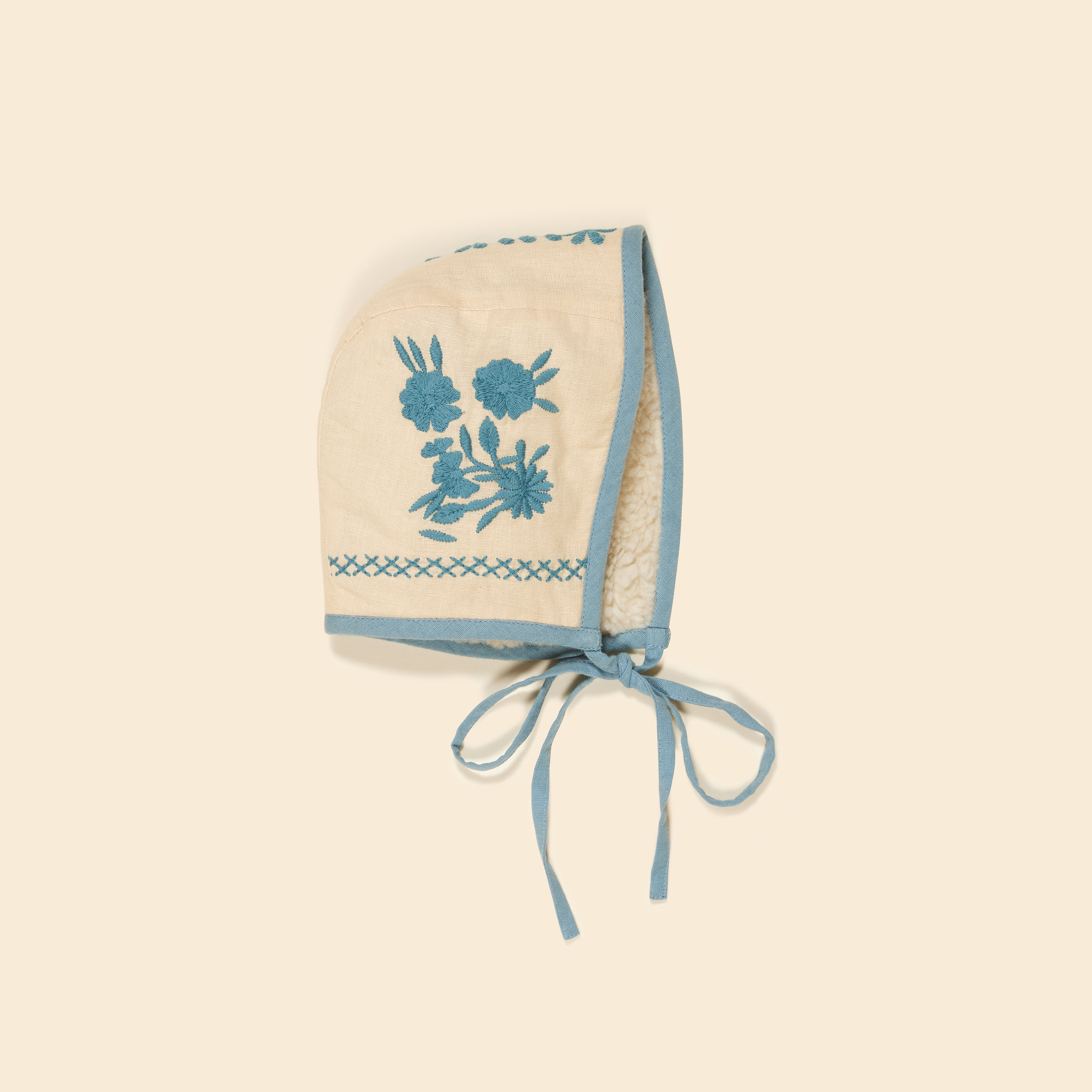 Apolina 復古刺繡綁帶帽JONI BONNET - CASHEW - CARA No.9