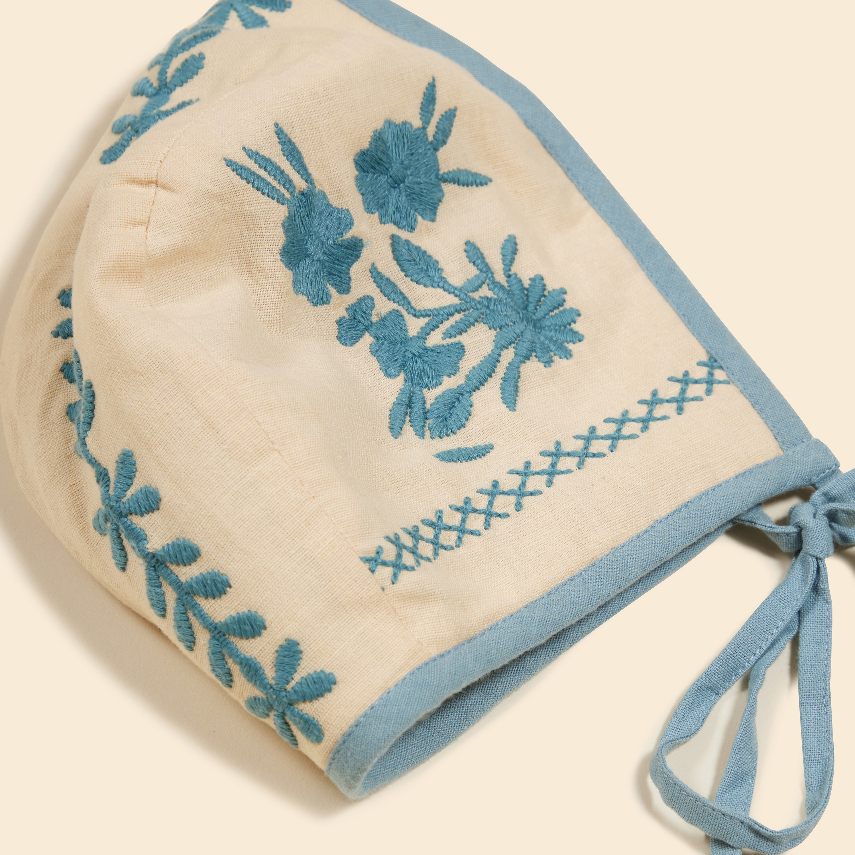 Apolina 復古刺繡綁帶帽JONI BONNET - CASHEW - CARA No.9