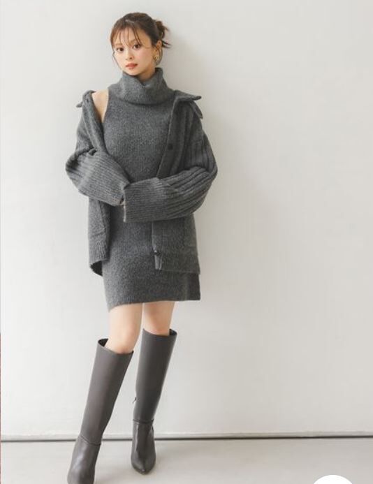 [預購] 折扣 SNIDEL 高領無袖針織短洋裝