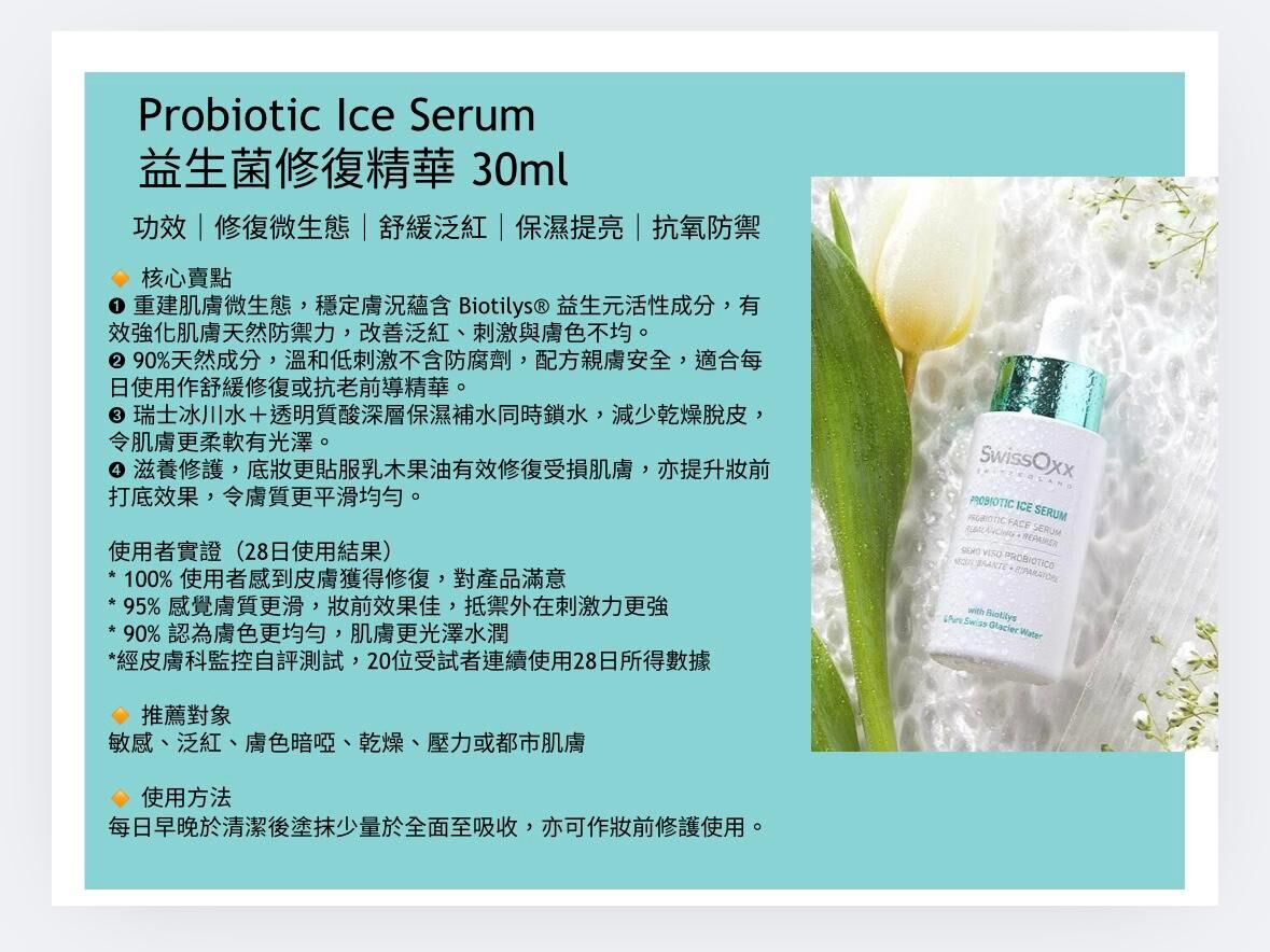 SwissOxx - 益生菌修復精華 SUN1  (本場直播滿$800包本地順豐)