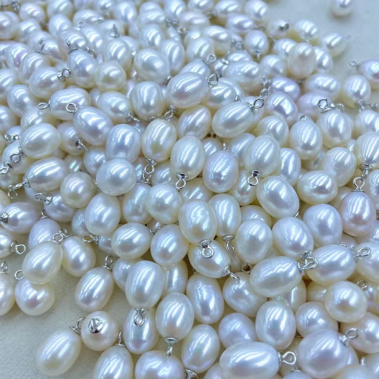 zc1601  S925-淡水无核珍珠小滴溜-福利品  约8×10mm買一送一