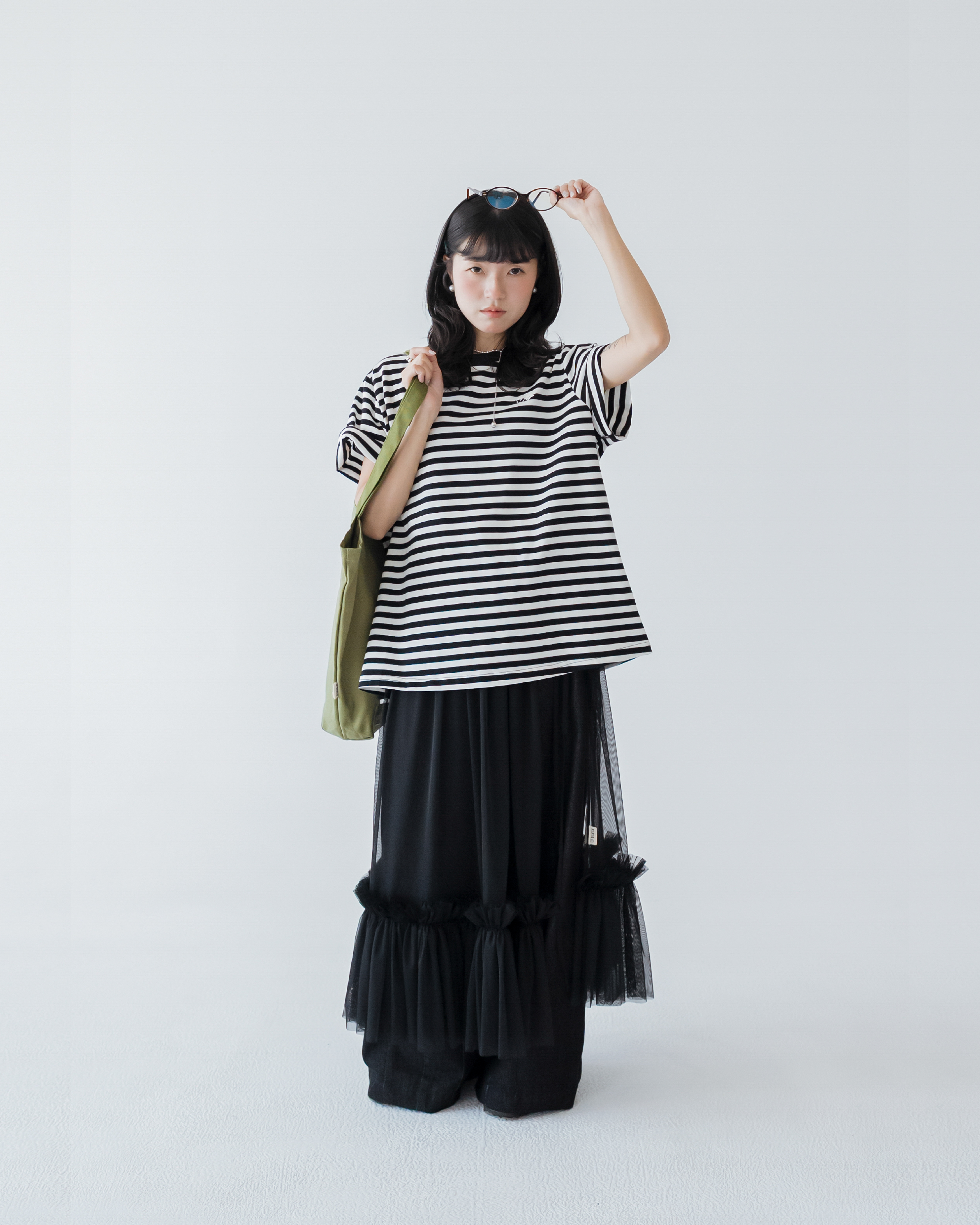【 Kiki.co Made 】Kiki And Bouba Tee Multi Layer Mesh Skirt - Black