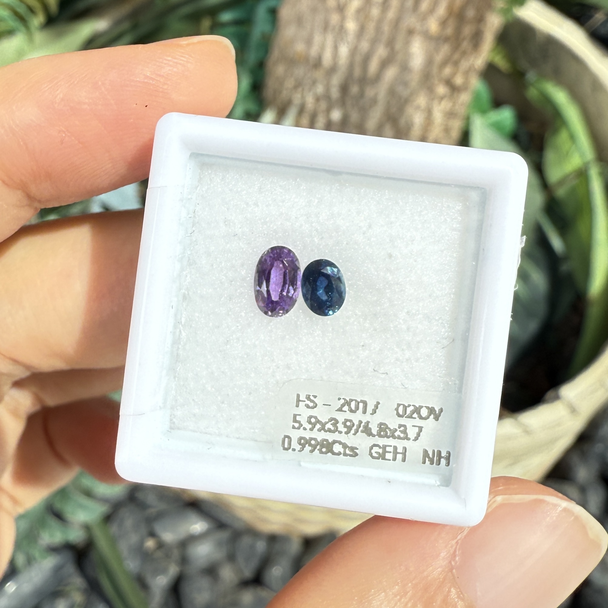 0.998ct 無燒紫色藍寶石+Teal藍寶石 - 裸石一對