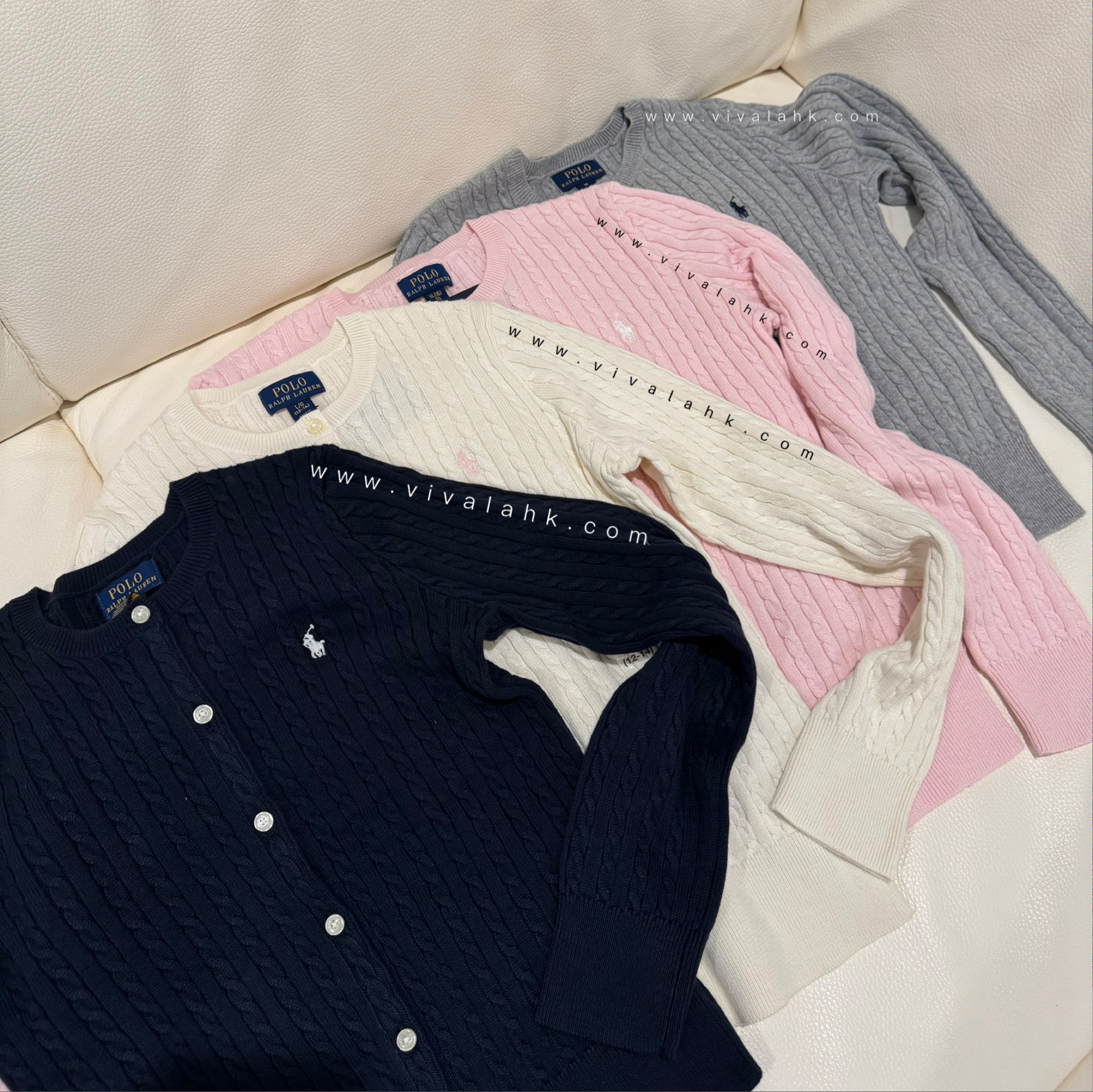 Polo Ralph Lauren - 扭紋純棉開胸冷衫 (大童女裝)