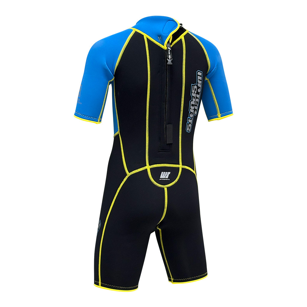 3.5mm 兒童 CR 絨毛內裡游泳連身保暖衣 - 藍/黃