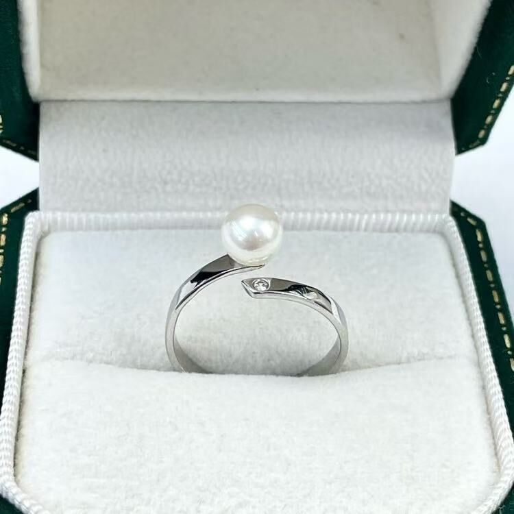zc1611  S925-淡水无核交叉珍珠戒指（银色）6.5-7mm