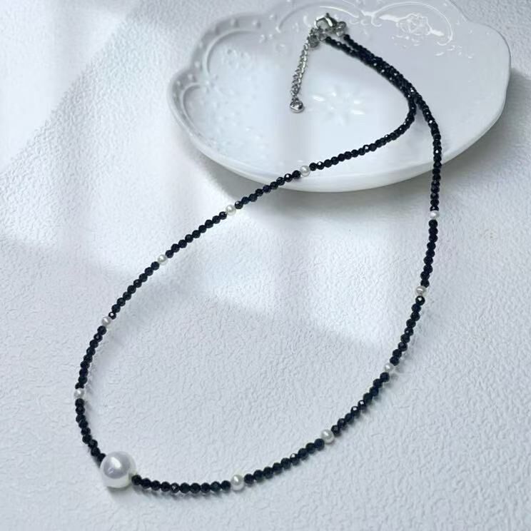 zc1614  合金-黑碧玺款小项链3mm