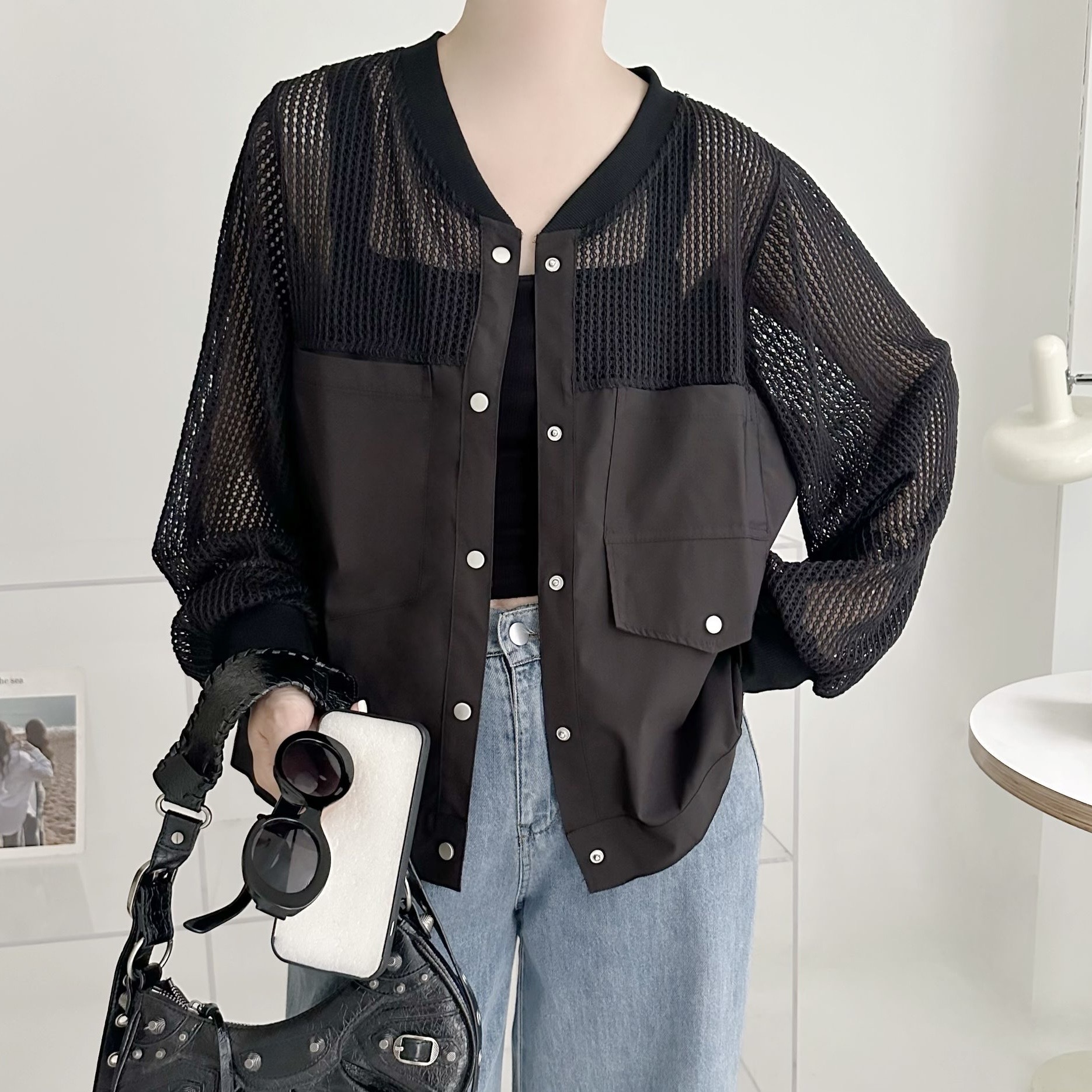 【BONNIE】半拼網布外套