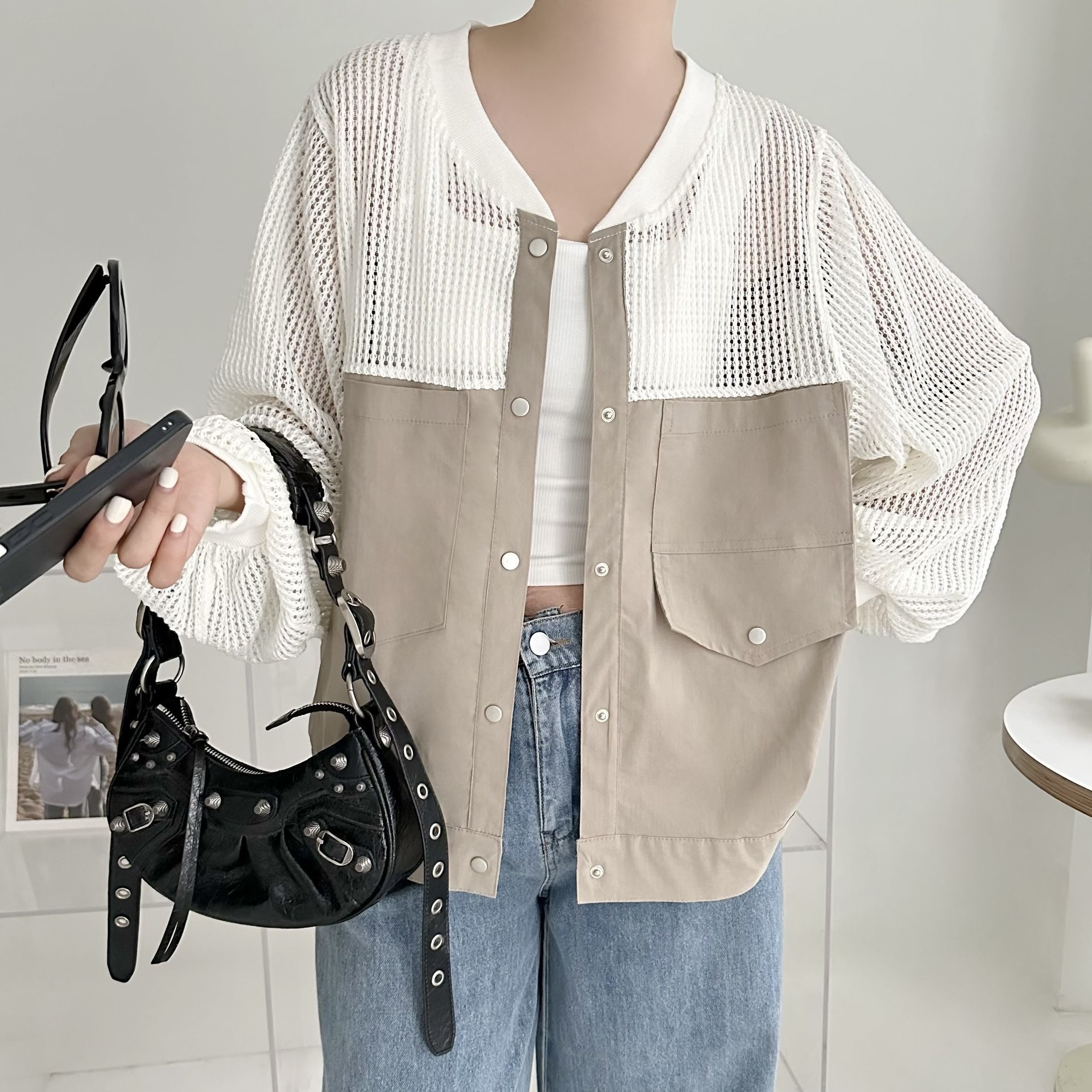 【BONNIE】半拼網布外套