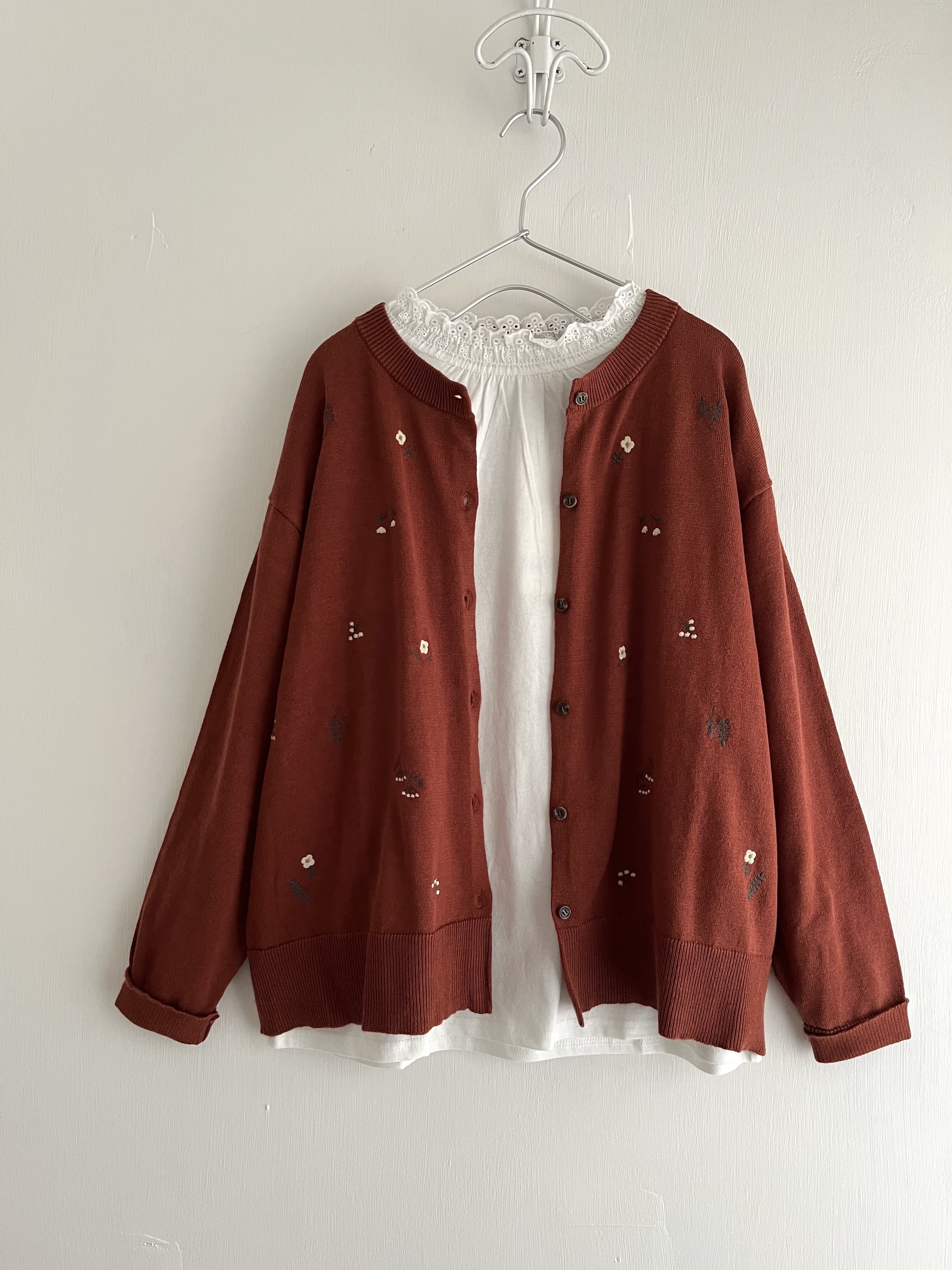 cloud nine啡橙色針織刺繡外套