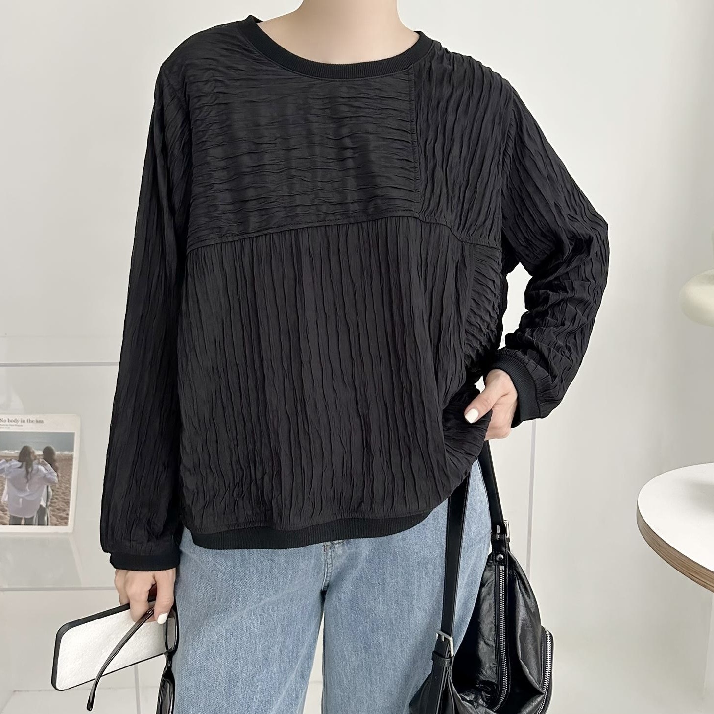 【BONNIE】皺摺長袖TOP