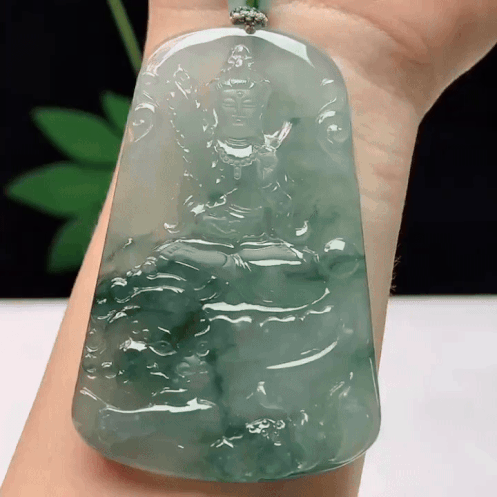 911321 翡翠冰種飄花文殊菩薩