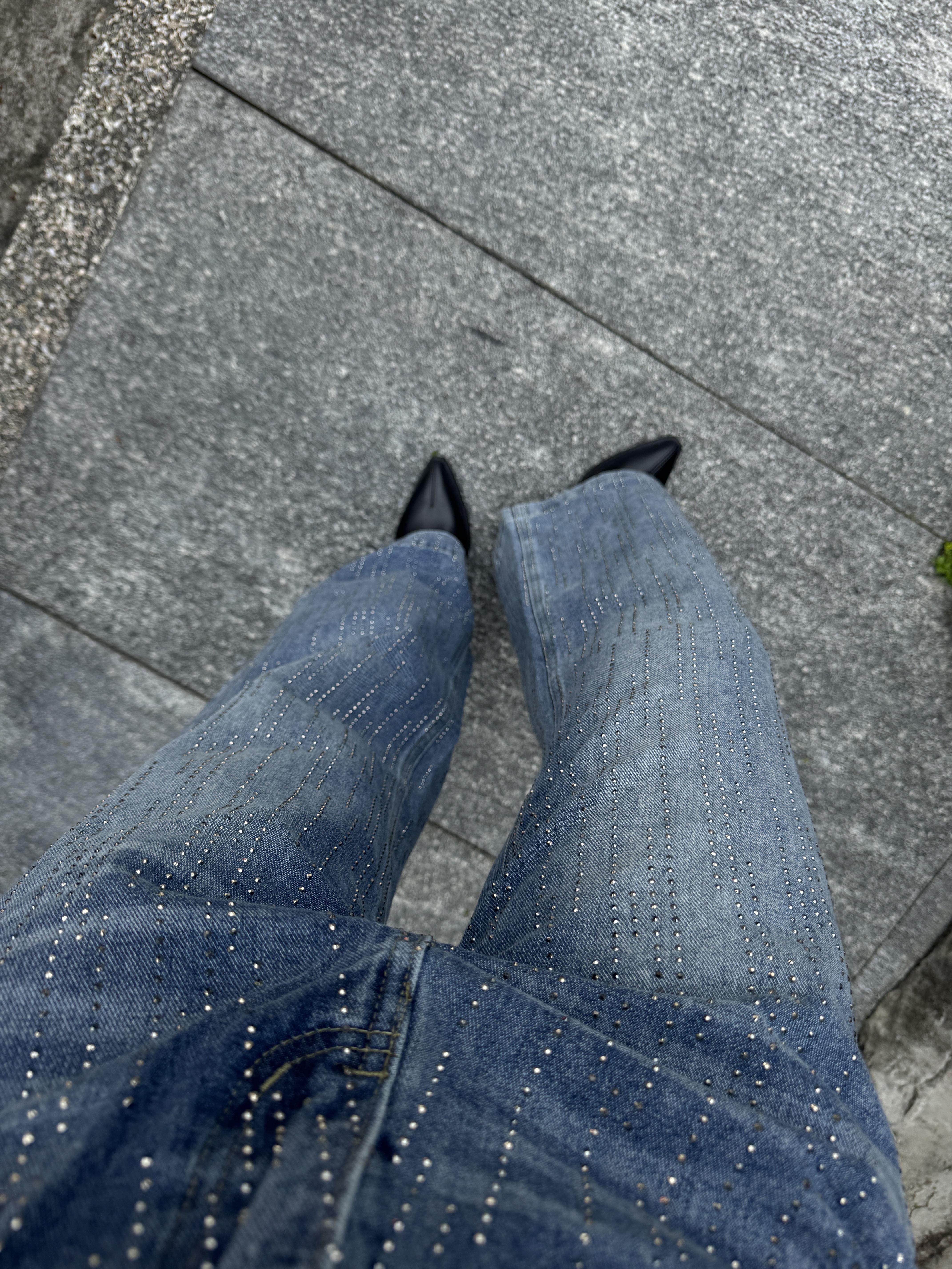 復古亮鑽直筒牛仔褲💎