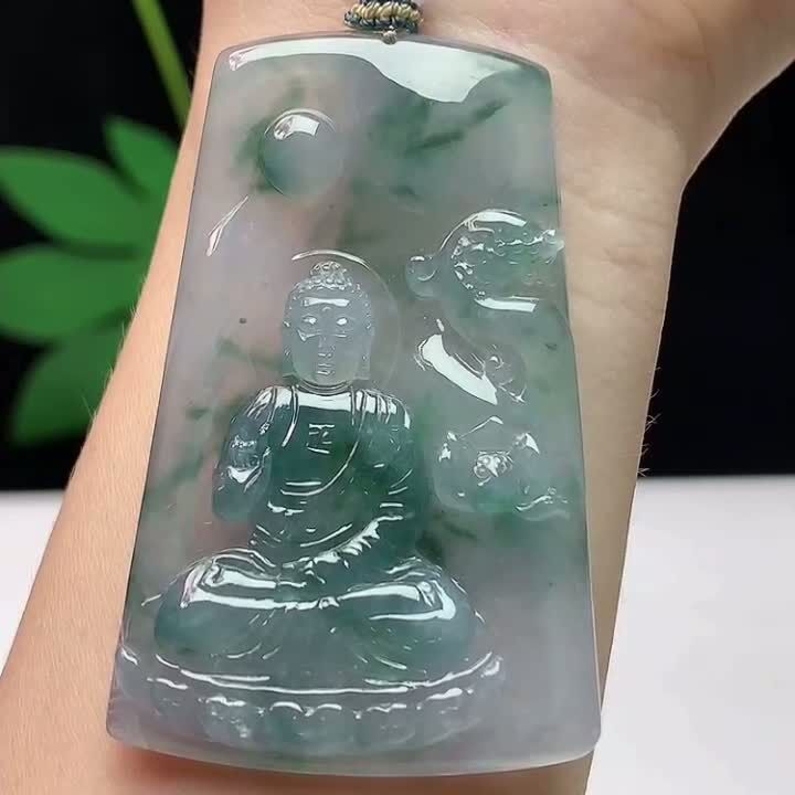 翡翠冰種飄花阿彌陀佛,天然翡翠A玉, 緬甸玉, Jade, Jadeite