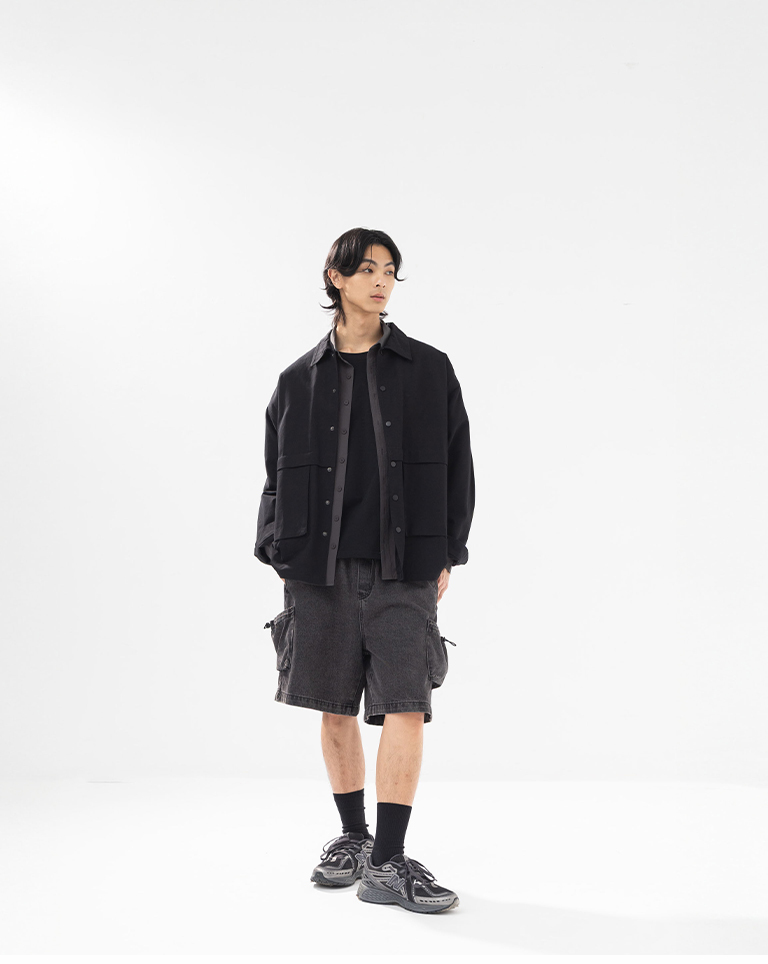 Men's Thick Wide Cropped Boxy Top - Black S-XL【01190314】in stock+pre-order